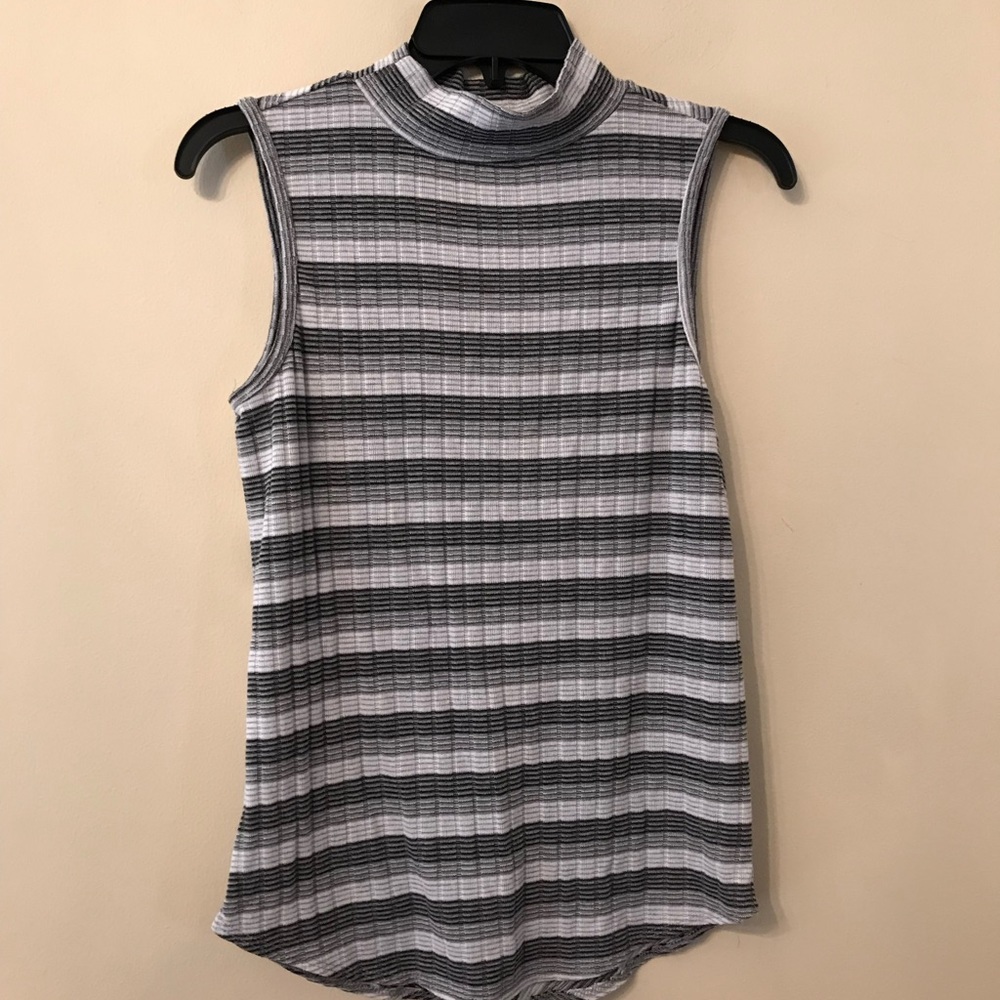 Day trip Mock Neck Stripe Top